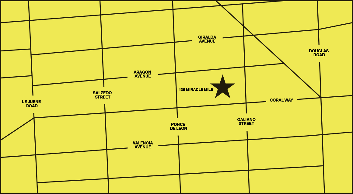 Map to Fuku in Coral Gables